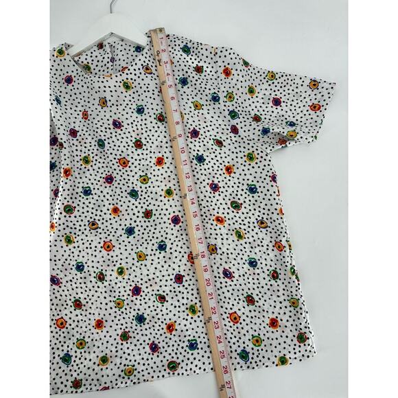 Marlis Vintage Blouse Womens 12 Large White Polka Dot Sheer Satin 80s Retro - Picture 15 of 16
